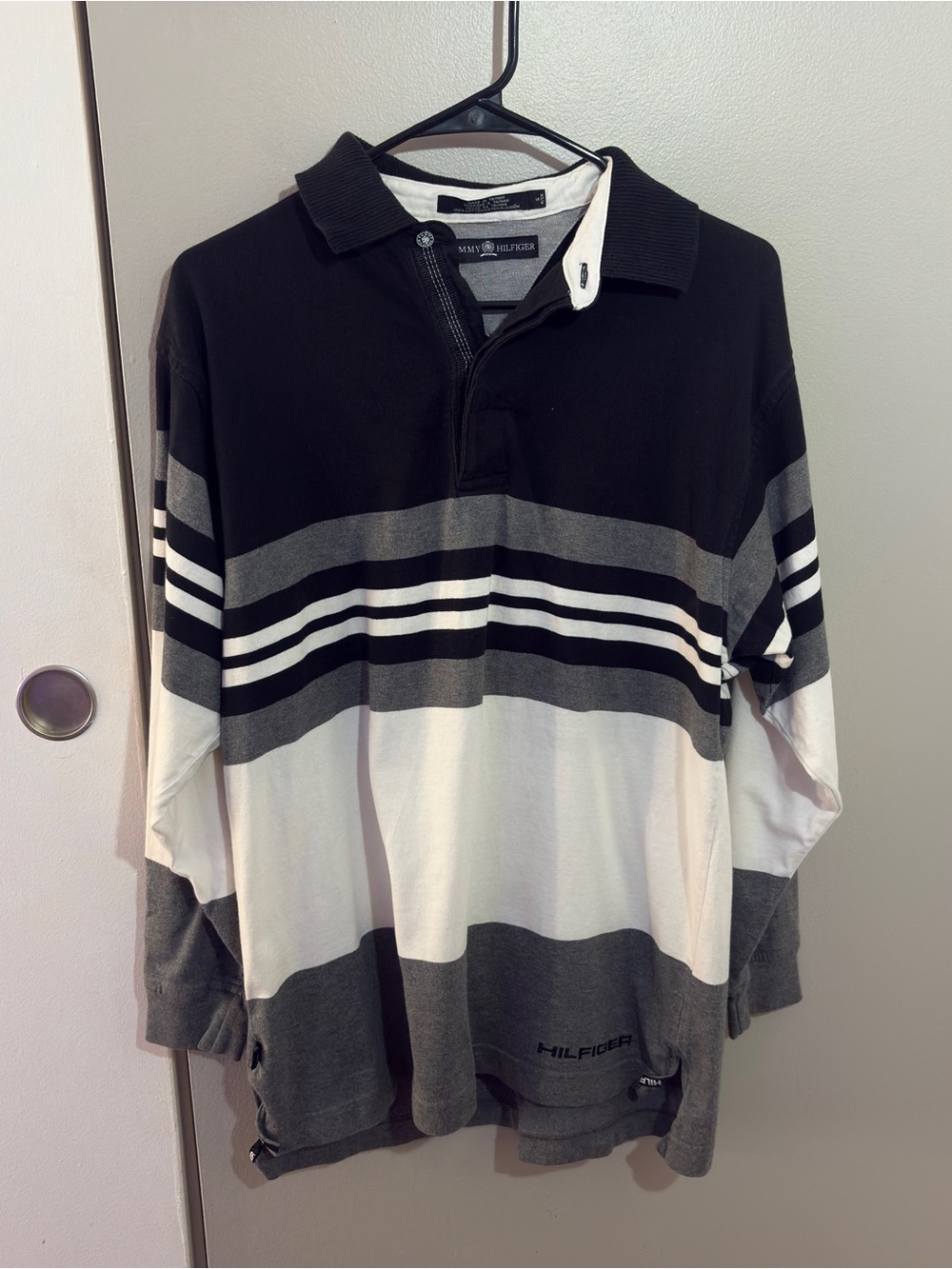 Vintage Tommy Hilfiger Rugby Shirt Long Sleeve Striped Collared Size Men’s Small